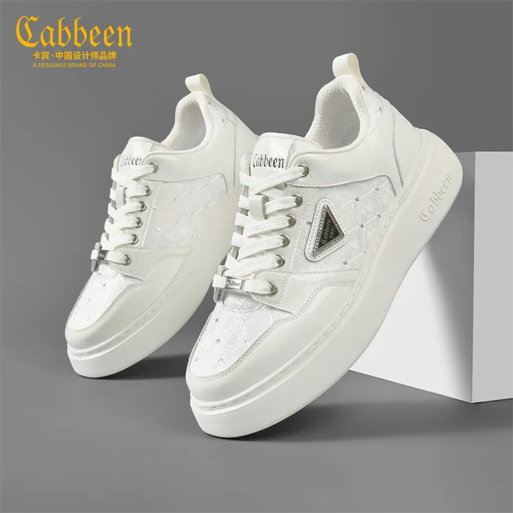 卡宾男鞋潮牌白色板鞋男款2024新款春秋季厚底小白鞋男士休闲鞋子