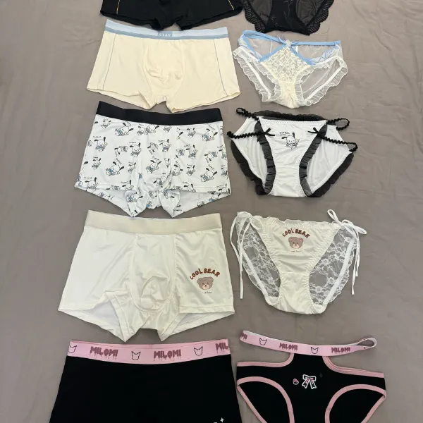 情侣内裤~性感纯欲风情侣款一男一女镂空网纱夏季薄款情调居家服 