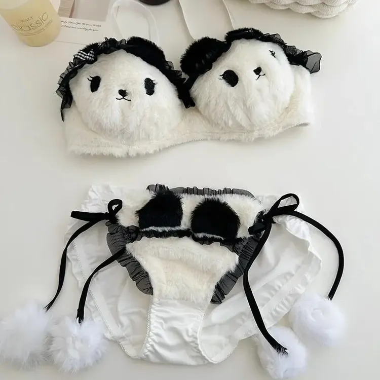 毛绒内衣礼盒lolita小熊日系可爱少女文胸纯欲性感小胸聚拢无钢圈