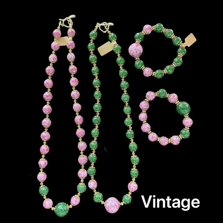 铜合金琉璃项链 老琉璃绿蛙皮项链中古饰品百搭时尚复古国风气质