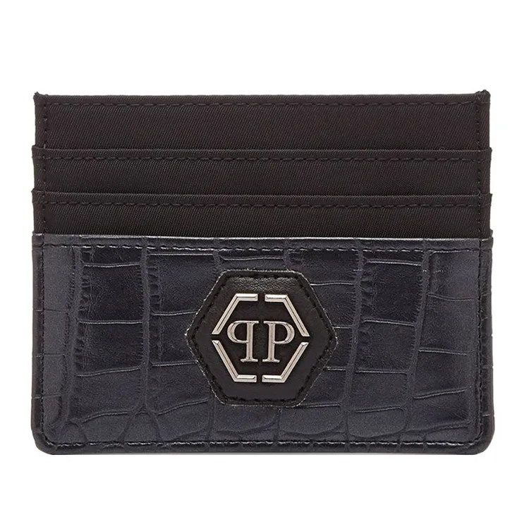 philipp plein/菲利浦·普莱因 pp徽标鳄鱼纹织物配皮卡包MVG0146