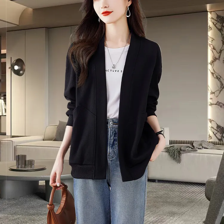 时尚慵懒风开衫外套2025秋新款大码宽松休闲显瘦百搭卫衣女