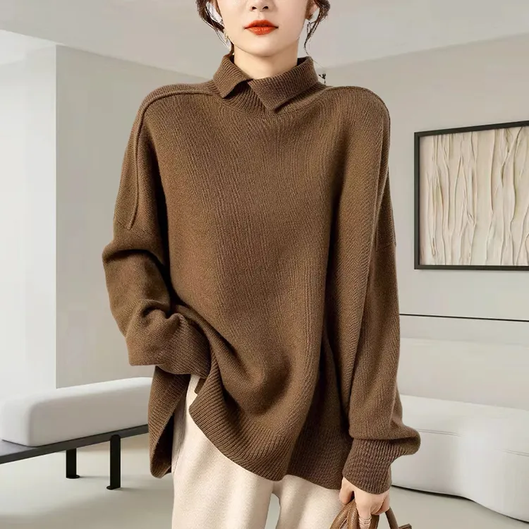 慵懒风女士针织衫2025秋冬季新款大码宽松休闲显瘦减龄百搭上衣