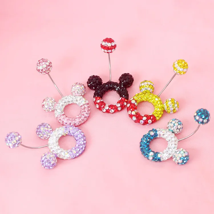 钛钢锆石耳饰 大米奇镂空大耳环 钛钢耳环弯针马蹄针