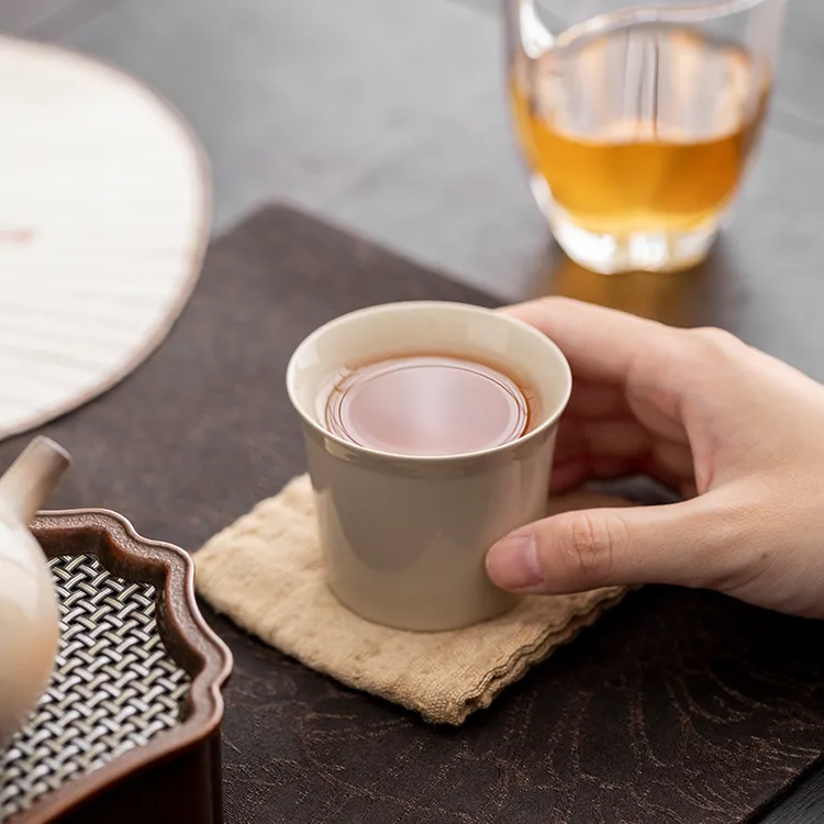 草木灰日式主人杯茶杯陶瓷手工创意简约风功夫茶单杯喝茶杯品茗杯