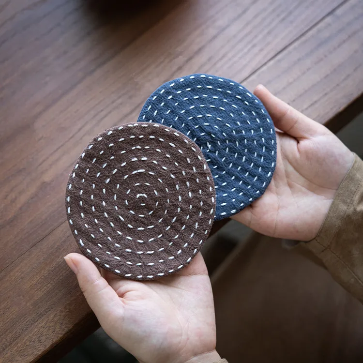 镜越  复古棉麻缝纫养壶承垫隔热紫砂养壶垫家用防烫复古茶道配件