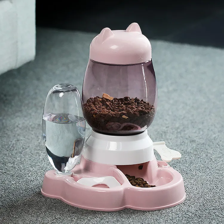 猫碗泰迪狗狗碗猫粮盆饮水按压一体猫咪猫食盆幼猫喝水碗用品