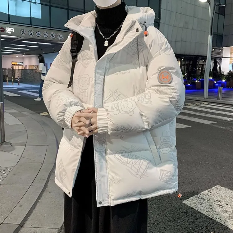 NASA联名羽绒服男士冬季白鸭绒连帽宽松加厚款潮牌休闲男装外套
