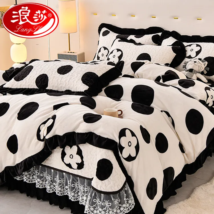 【浪莎品牌】加厚牛奶绒被套冬款加绒珊瑚绒双面绒150x200x230被罩