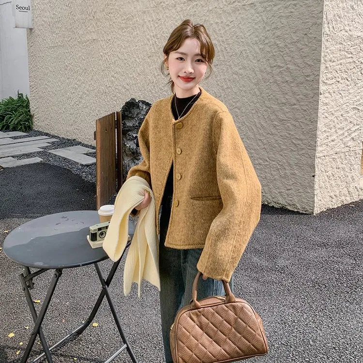 短款双面羊绒大衣女秋冬季2025新款法式气质高级感小香风毛呢外套