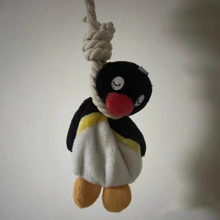 上吊企鹅搞笑挂件pingu吊索玩偶毛绒玩具包包挂件公仔钥匙扣礼物