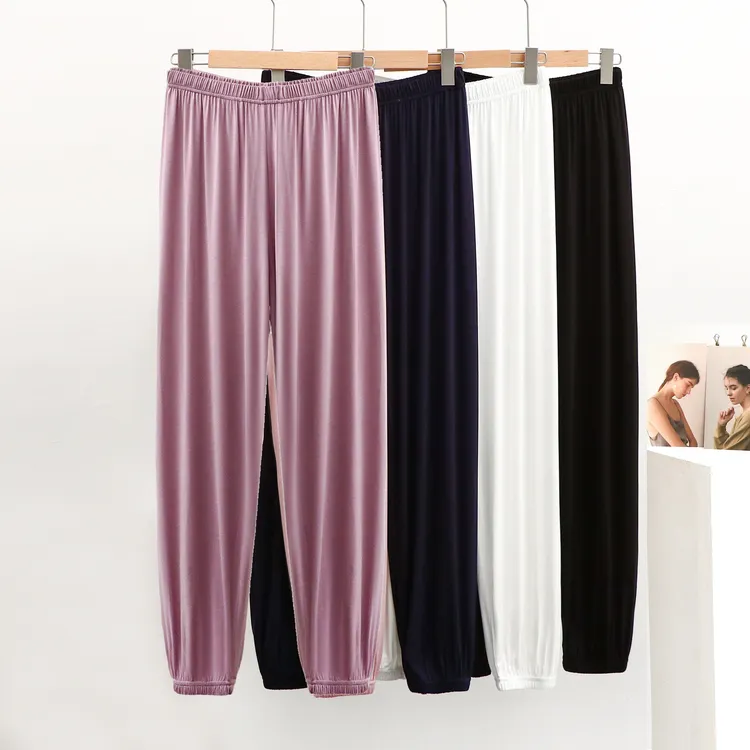 莫代尔睡裤女夏薄款束口灯笼裤懒人宅宅裤瑜伽舞蹈宽松大码防蚊裤