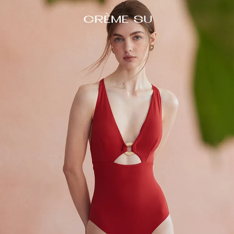 CremeSu度假连体泳衣女Flow系列性感镂空显瘦泡温泉法式爆款泳装