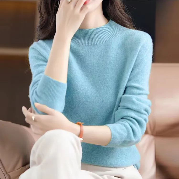 假一赔三高端100纯羊毛半高领针织打底毛衣女羊绒秋冬毛衣女秋冬