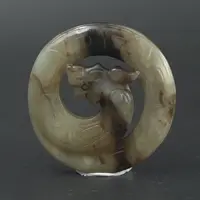 HG清代和田玉龙型玉环/134357/古董首饰/和田玉/鸿光阁文物