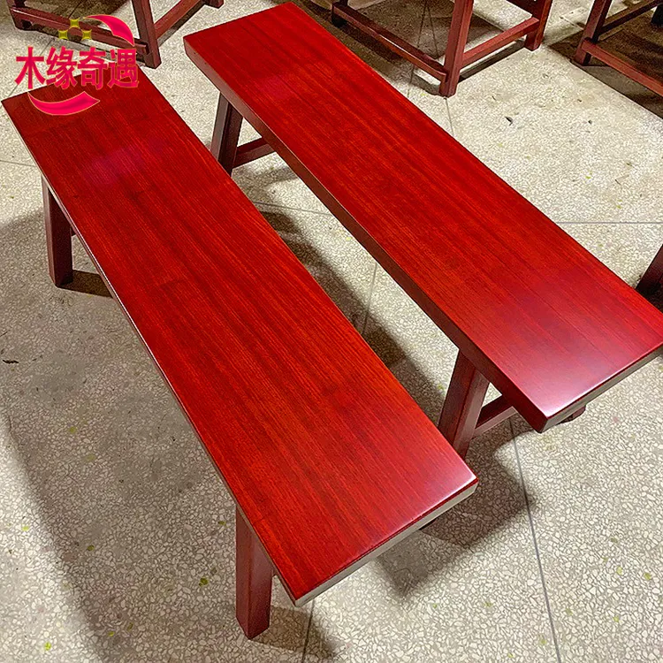 红色实木长条凳长凳子原木凳子实木大板凳原木长凳子红色大板凳子