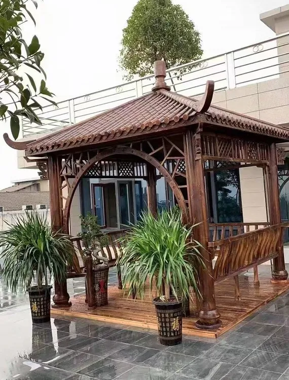 户外防腐木庭院四角亭景观六角花园2025实木亭子户外凉亭户外庭院