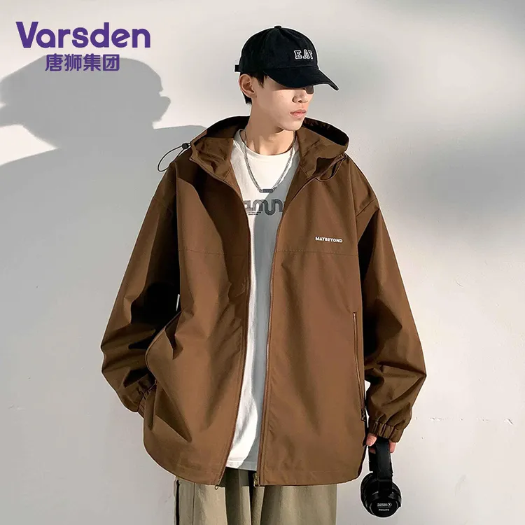 唐狮集团Varsden潮牌休闲连帽夹克男春秋新款户外防风青少年外套