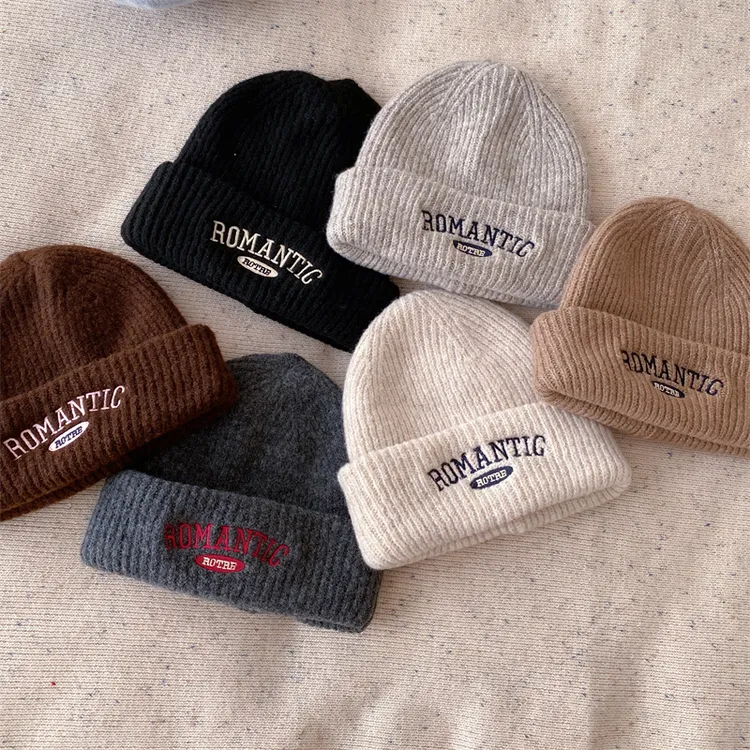 【小首尔】儿童帽子宝宝字母针织帽男女童韩版套头帽子保暖毛线帽潮