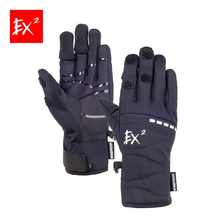 EX2伊海诗户外防风保暖摄影手套三指可翻折便于操作手机相机指纹