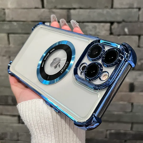 苹果15promax漏标磁吸电镀气囊防摔14高级感13带镜头膜手机软壳12