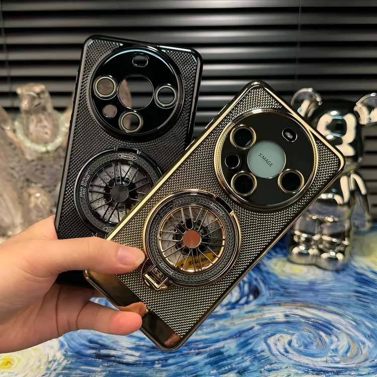 适用于苹果华为荣耀oppovivo小米红米系列电镀网孔陀螺支架保护套