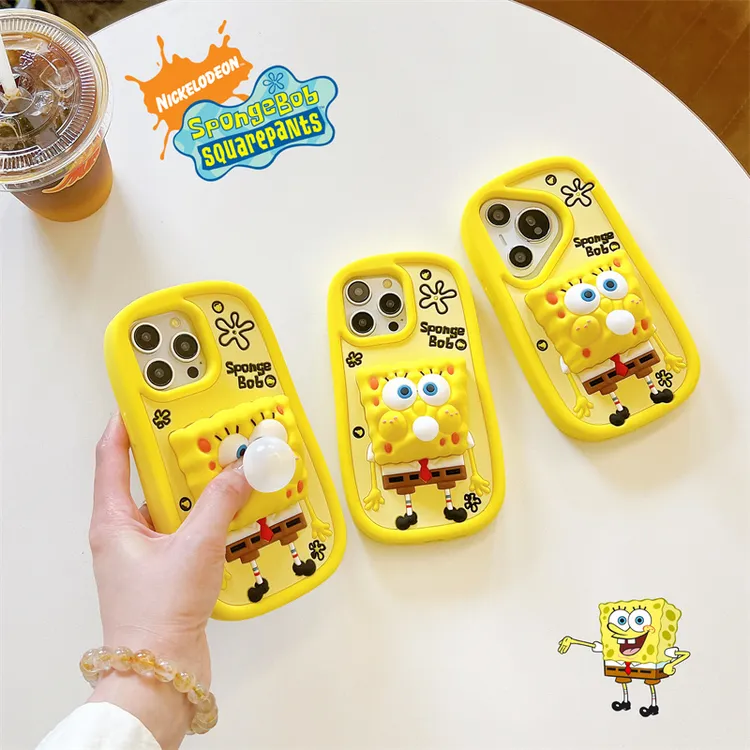立体卡通海绵宝宝适用于苹果16手机壳全包防摔14创意软硅胶13防摔