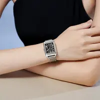 Tank系列 女士全自动机械腕表罗马数字面方形手表日历款（红姐）