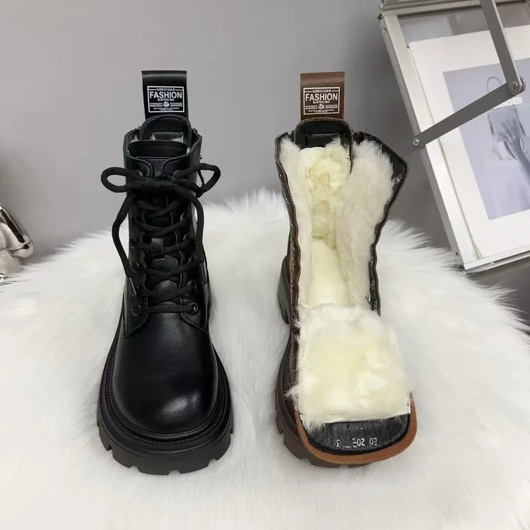真皮厚底yang毛雪地女2024年新款冬季马丁鞋子女款爆款2025新款