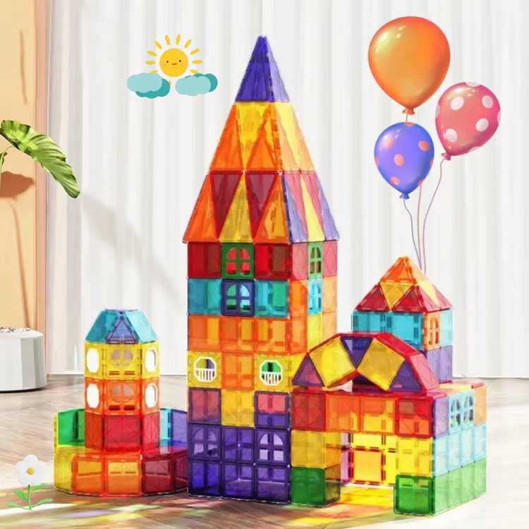 彩窗磁力片百变积木儿童益智拼装搭建3-6岁宝宝亲子早教立体拼图