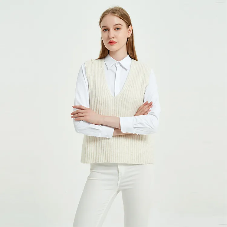 秋冬宽松针织马甲背心女复古叠穿纯色无袖百搭套头领毛衣外套