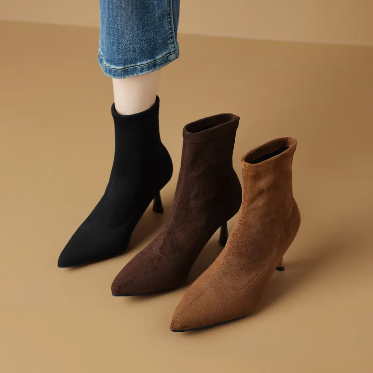 新瘦瘦靴2025新款简约时尚款高级黑色百搭细跟气质轻奢时尚弹力靴