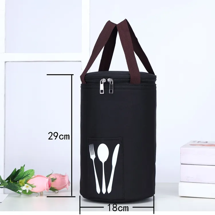 圆形饭盒袋子上班带饭午餐包加厚大号牛津布保温铝箔保温桶包袋子