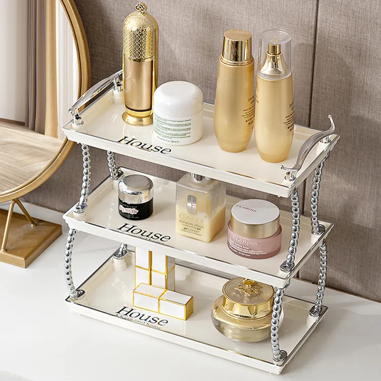 化妆品收纳置物架可拆卸透明水波纹桌面收纳架卫生间加厚客厅架子