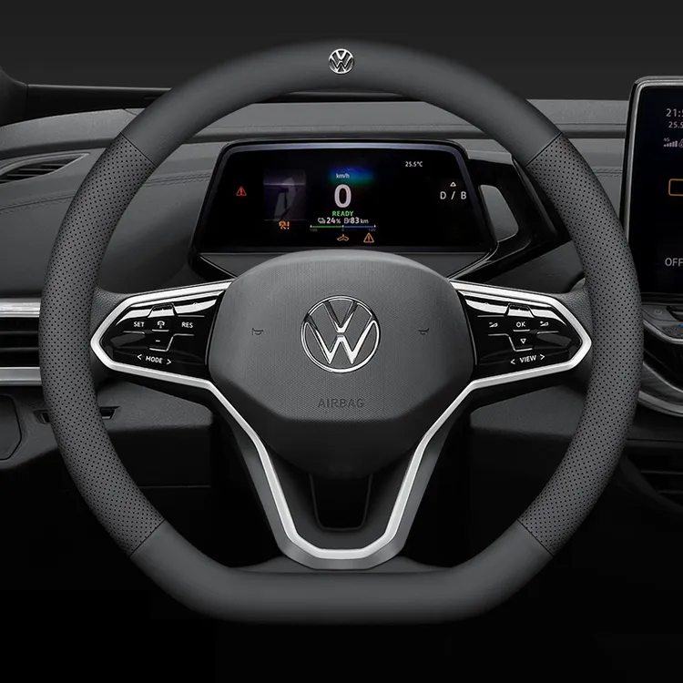 【1号】大众方向盘套专车专用汽车把套四季通用圆型D型防滑真皮舒适