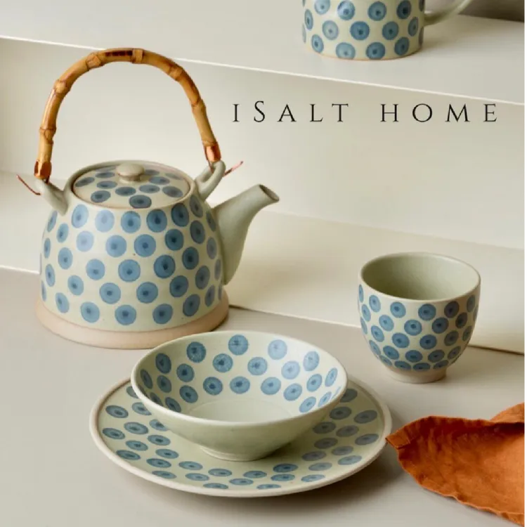 手作蓝莓系列.复古粗陶青花手绘马克杯牛奶咖啡杯碗餐盘/出丹麦