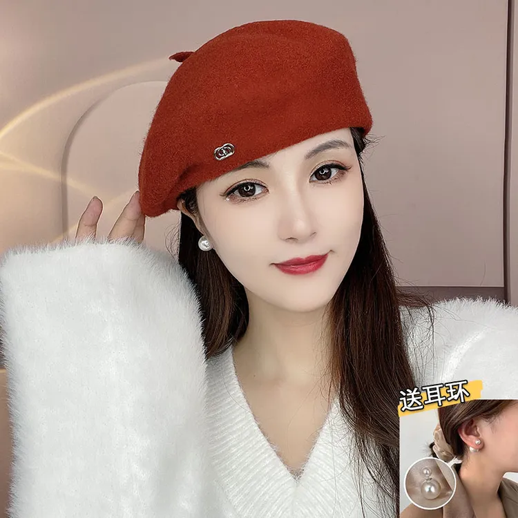 【觅苓】海棠~秋冬百搭羊毛高定压边设计时尚气质女士韩版贝雷帽潮