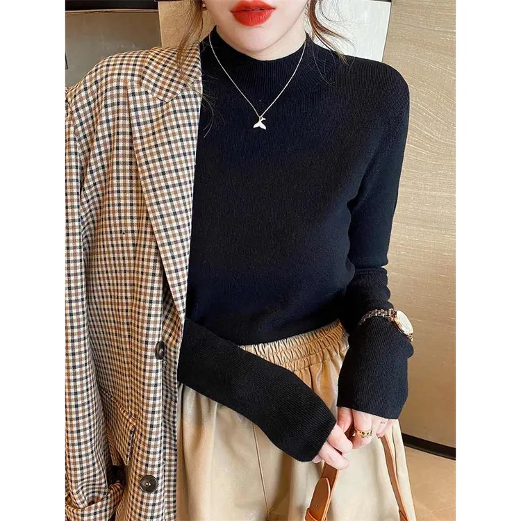 高品质针织衫女半高领打底衫内搭春秋洋气毛衣2024高级感早春上衣
