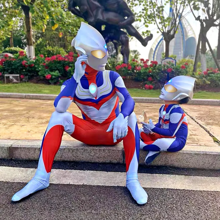 迪迦夏季服装男童衣服奥特曼卡通儿童的服饰成人套装大人版面具