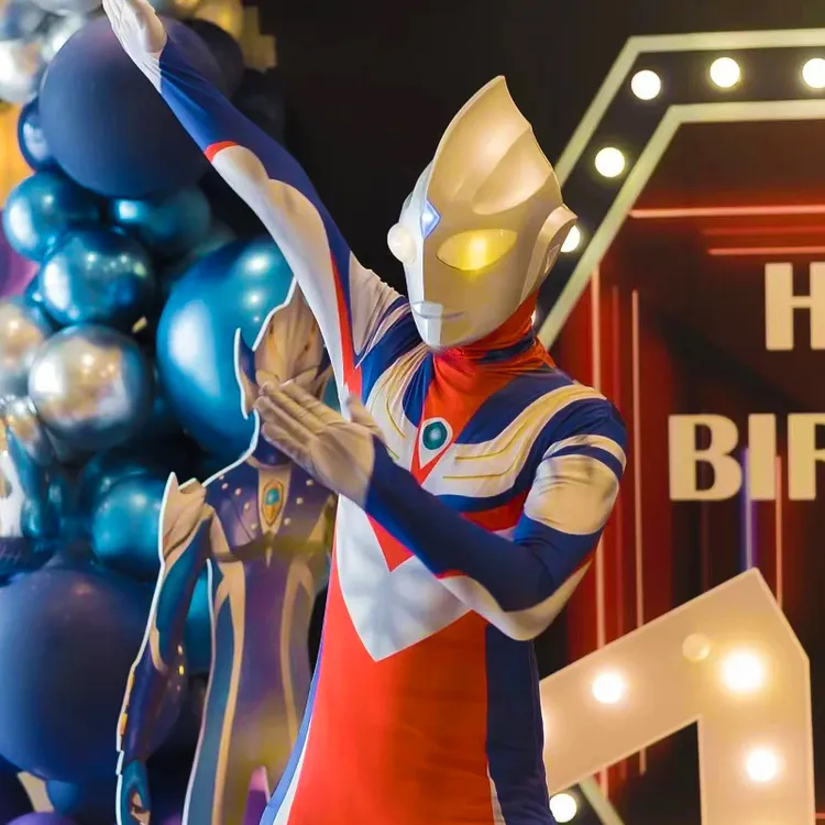 迪迦奥特曼衣服男童大人版服装儿童发光头盔成人赛罗cos演出套装