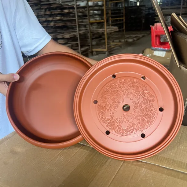 茶盘10寸圆形茶船干泡台大容量储水双层