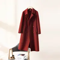 【100%绵羊毛】数兰朵经典厚款双排扣毛呢大衣中长款双面羊毛外套