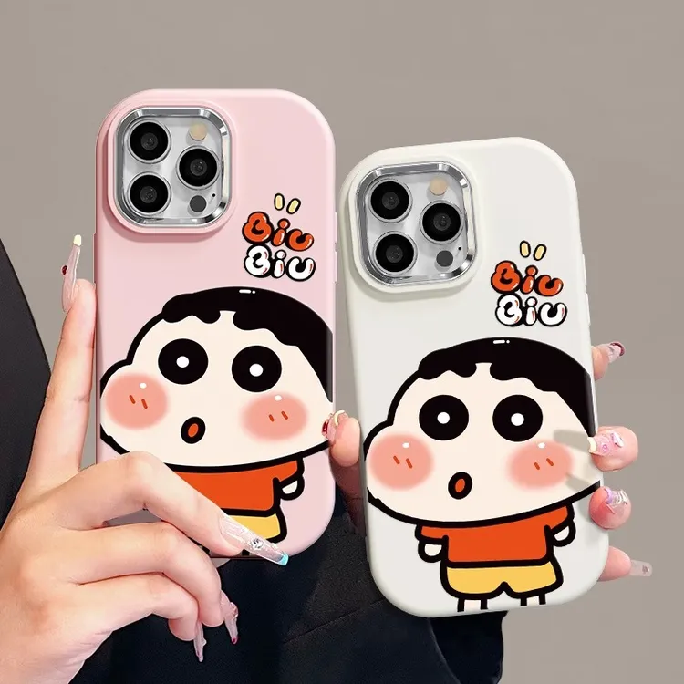 可爱蜡笔小新适用苹果15promax手机壳新女款iPhone14/13pro镜框12
