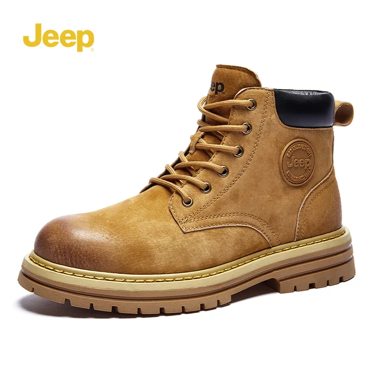 Jeep吉普男鞋正品百搭大黄靴冬户外增高耐磨高帮情侣马丁靴<sss>