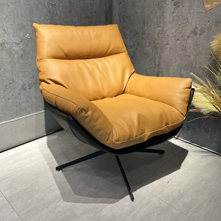 单人沙发休闲皮艺懒人意式客厅家用皮沙发阳台佛山轻奢单人沙发椅