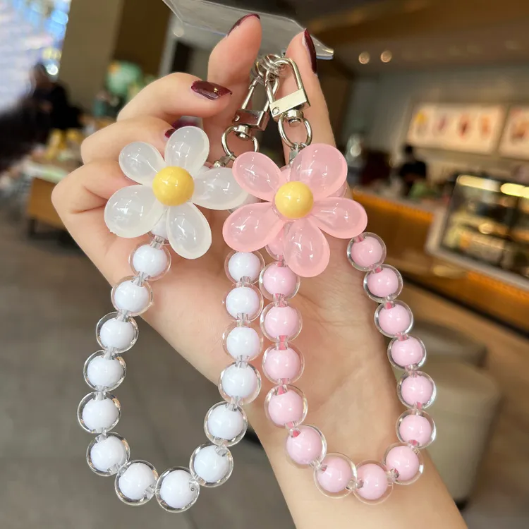 手机挂绳短款手腕挂件手工串珠多彩马卡龙色圆珠子挂件手提链子