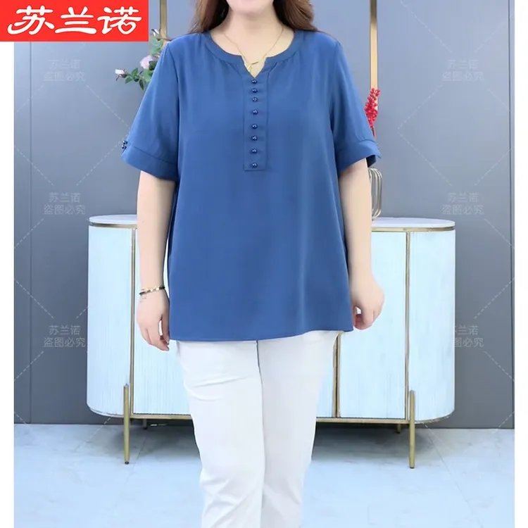 苏兰诺洋气女装夏季显瘦加大气质妈妈装时尚休闲中老年女装230601