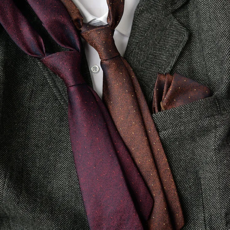 意式提花银点领带男士休闲商务高档正装结婚西装衬衫英伦配饰盒装