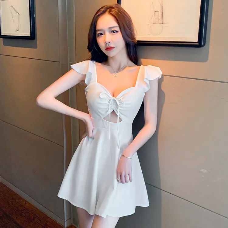 ktv公主服辣妹短裙镂空性感低胸连衣裙美容院养生技师高端工作服