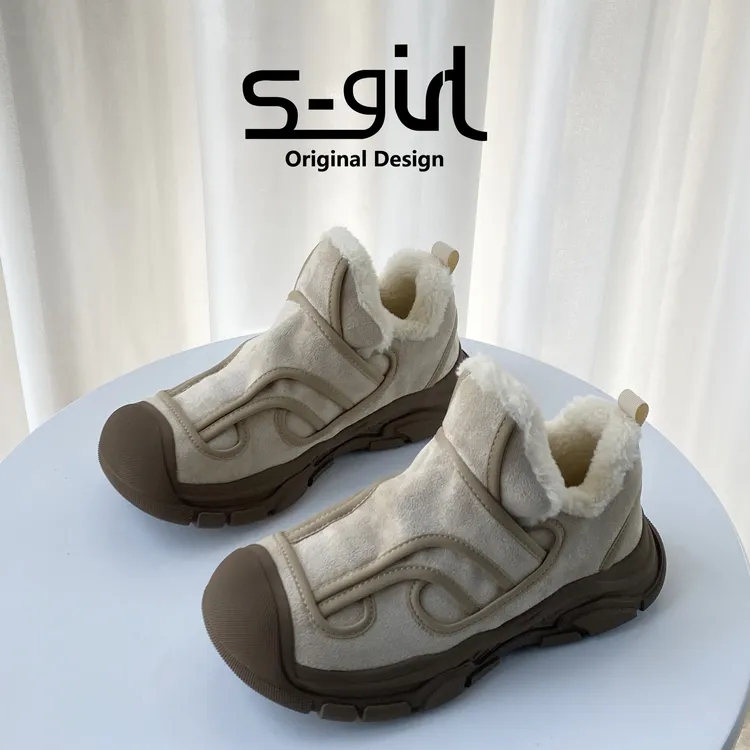SGIRL TWTW一脚蹬套脚加绒棉鞋女2024新款百搭厚底懒人保暖乐福鞋